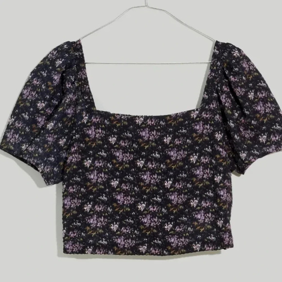 Hopewell Puff-Sleeve Crop Top in Blurred Ikat - Picture 4 of 5